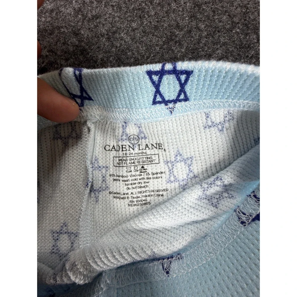 Caden Lane Leggings Kids 18-24 Months Blue Star of David Bamboo Waffle Knit